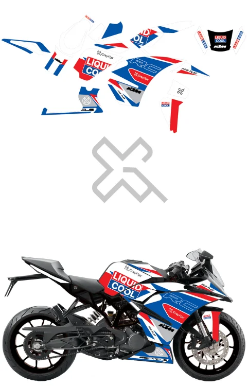 Liquid Cool Edition Full Body Sticker Compatible with KTM RC 125/200/390 | Printed In Premium Gloss Vinyl With FPF(Fade Protection Film), Water Proof, Precut Sticker, Pack Of 1 Compatible with Both Side